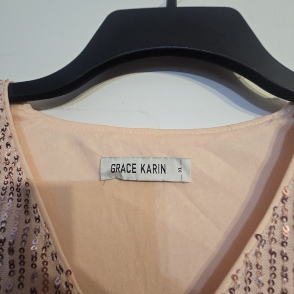 Grace Karin Shimmering Blouse in Peach - Picture 6 of 6